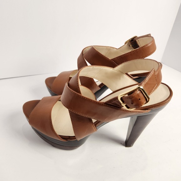 Audrey Brooke Women's Open Toe Strappy Slingback Platform Sandals Brown Size 7M - Picture 2 of 7